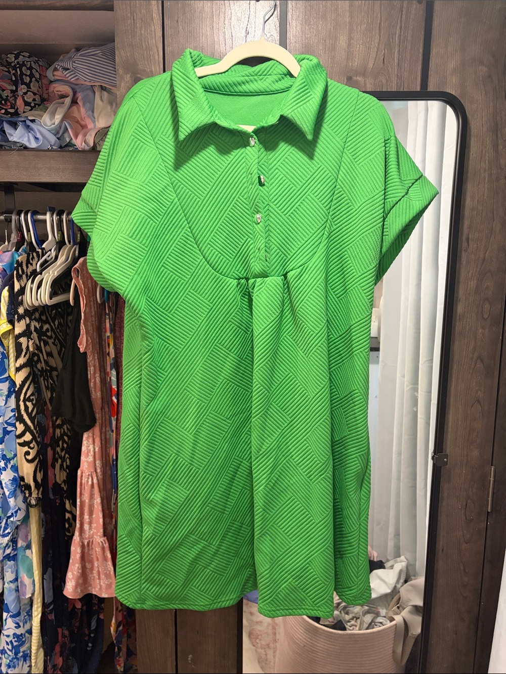 Women’s Short Sleeve Polo Tunic in Bright Green